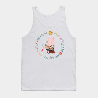 pig playing hurdy-gurdy Tank Top